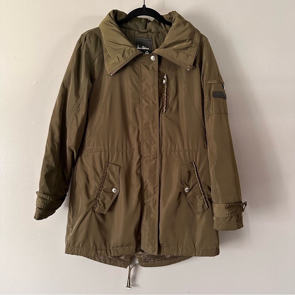 Sam Edelman Velvet Trim Parka‎ with Hideaway Hood | Green